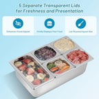 Cold Food Buffet Serving Trays 5 Pans (4 Pan×1.6Qt & 1 Pan×4QT) w/Ice Packs for Salad Bar Station Sauce Cooled, alternate
