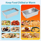 Cold Food Buffet Serving Trays 5 Pans (4 Pan×1.6Qt & 1 Pan×4QT) w/Ice Packs for Salad Bar Station Sauce Cooled, alternate