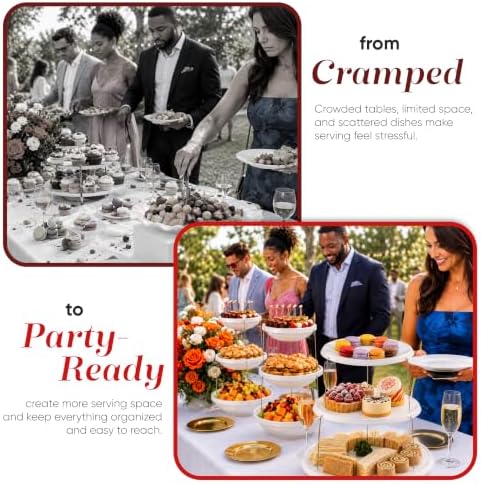 Collapsible 3-Tier Party Tray: Decorative Design Folds for Minimal Storage. an Elegant Serving Tray for, alternate view 6