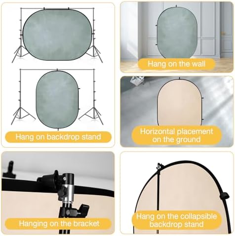 Collapsible Backdrop Beige Cyan Self Tape Podcast Photo Backdrops 170, alternate view 4