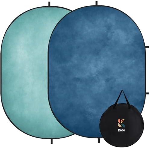 Collapsible Backdrop Pop Up Photo Backdrops Blue Folded Background for Headshot, for Portrait Photography, for