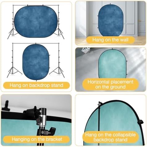 Collapsible Backdrop Pop Up Photo Backdrops Blue Folded Background for Headshot, for Portrait Photography, for, alternate