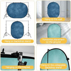 Collapsible Backdrop Pop Up Photo Backdrops Blue Folded Background for Headshot, for Portrait Photography, for, alternate