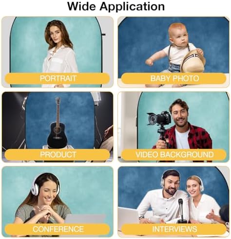 Collapsible Backdrop Pop Up Photo Backdrops Blue Folded Background for Headshot, for Portrait Photography, for, alternate