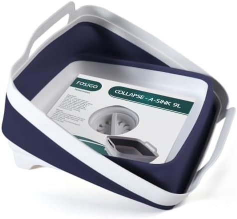 Collapsible Dish Basin with Drain Plug, Foldable Sink, 2.4 Gal (9L), alternate view 3