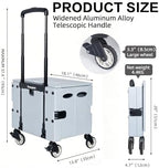 Collapsible Rolling Crate, Folding Utility Cart with 2 Lockable 360° Swivel Wheels & Lid, Portable Shopping, alternate view 2