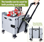 Collapsible Rolling Crate, Folding Utility Cart with 2 Lockable 360° Swivel Wheels & Lid, Portable Shopping, alternate view 5