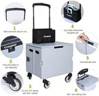 Collapsible Rolling Crate, Folding Utility Cart with 2 Lockable 360° Swivel Wheels & Lid, Portable Shopping, alternate view 6