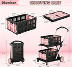Collapsible Shopping Cart, 8-in-1 200LBS Multi Functional Utility Cart with 2 Storage Crate, Adjustable Handle, alternate