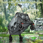 Collapsible Wagon Cart, 150L Foldable Wagon with Wide Wheels, Grey in Grey, alternate view 6