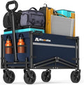 Collapsible Wagon Cart, 220LBS Utility Wagon with Wheels, Blue in Blue