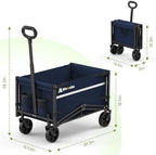 Collapsible Wagon Cart, 220LBS Utility Wagon with Wheels, Blue in Blue, alternate view 2