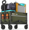 Collapsible Wagon Cart, 220LBS Utility Wagon with Wheels, Green in Green