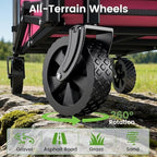 Collapsible Wagon Cart, 220LBS Utility Wagon with Wheels, Pink in Pink, alternate view 6