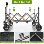 Collapsible Wagon Cart with Wheels, 330lbs Heavy Duty Wagon, Black in Black, alternate view 6