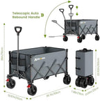 Collapsible Wagon Cart with Wheels, 330lbs Heavy Duty Wagon, Grey in Grey, alternate view 3