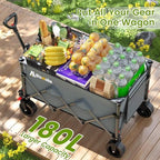 Collapsible Wagon Cart with Wheels, 330lbs Heavy Duty Wagon, Grey in Grey, alternate view 4