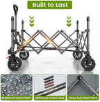 Collapsible Wagon Cart with Wheels, 330lbs Heavy Duty Wagon, Grey in Grey, alternate view 6