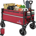 Collapsible Wagon Cart with Wheels Foldable - Folding Utility Heavy Duty Wagons Carts for Grocery Sports Garden