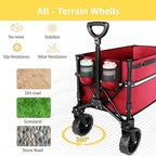Collapsible Wagon Cart with Wheels Foldable - Folding Utility Heavy Duty Wagons Carts for Grocery Sports Garden, alternate