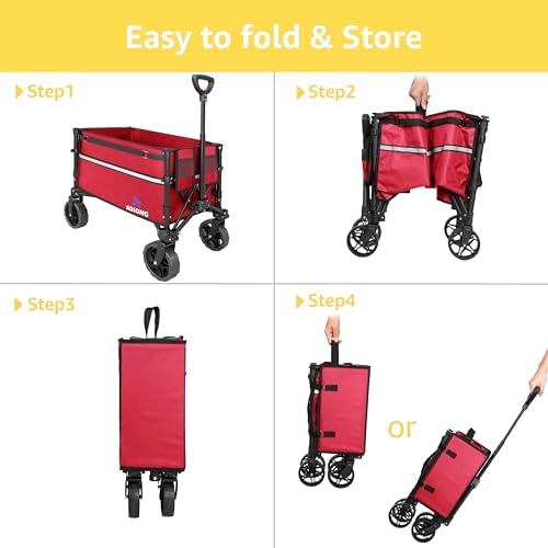 Collapsible Wagon Cart with Wheels Foldable - Folding Utility Heavy Duty Wagons Carts for Grocery Sports Garden, alternate