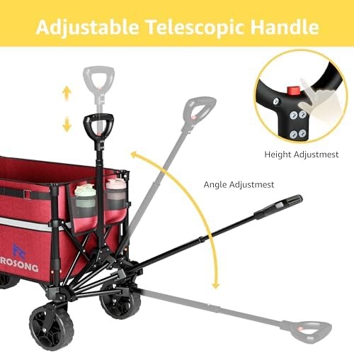 Collapsible Wagon Cart with Wheels Foldable - Folding Utility Heavy Duty Wagons Carts for Grocery Sports Garden, alternate