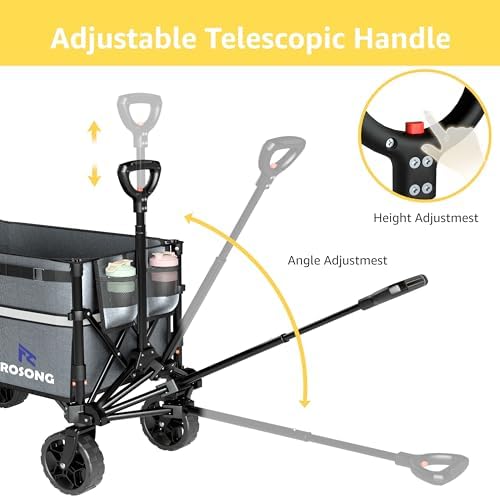 Collapsible Wagon Cart with Wheels Foldable - Folding Utility Heavy Duty Wagons Carts for Grocery Sports Garden, alternate