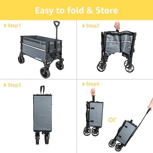 Collapsible Wagon Cart with Wheels Foldable - Folding Utility Heavy Duty Wagons Carts for Grocery Sports Garden, alternate