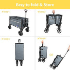 Collapsible Wagon Cart with Wheels Foldable - Folding Utility Heavy Duty Wagons Carts for Grocery Sports Garden, alternate