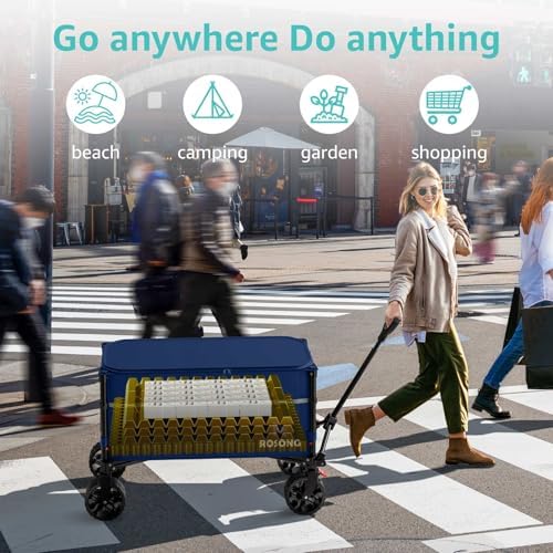 Collapsible Wagon Cart with Wheels Foldable - Folding Utility Heavy Duty Wagons Carts for Grocery Sports Garden, alternate