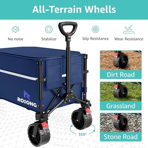 Collapsible Wagon Cart with Wheels Foldable - Folding Utility Heavy Duty Wagons Carts for Grocery Sports Garden, alternate