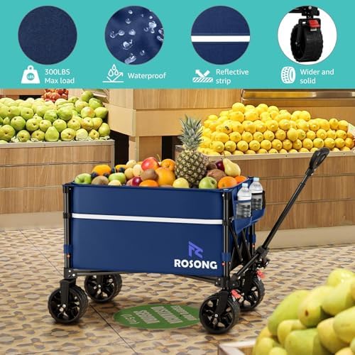 Collapsible Wagon Cart with Wheels Foldable - Folding Utility Heavy Duty Wagons Carts for Grocery Sports Garden, alternate