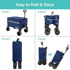 Collapsible Wagon Cart with Wheels Foldable - Folding Utility Heavy Duty Wagons Carts for Grocery Sports Garden, alternate