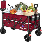 Collapsible Wagon Cart with Wheels Foldable - Folding Utility Heavy Duty Wagons Carts for Grocery Sports Garden