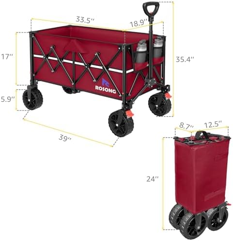 Collapsible Wagon Cart with Wheels Foldable - Folding Utility Heavy Duty Wagons Carts for Grocery Sports Garden, alternate