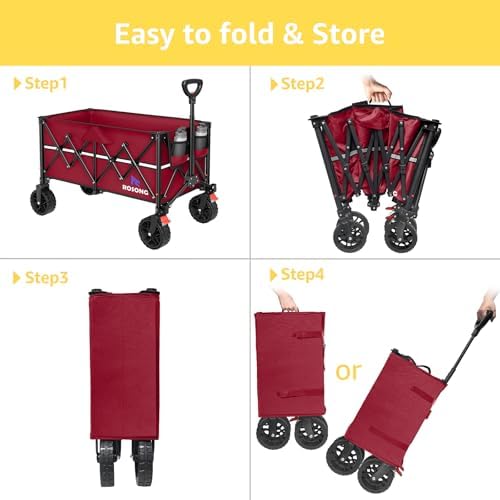 Collapsible Wagon Cart with Wheels Foldable - Folding Utility Heavy Duty Wagons Carts for Grocery Sports Garden, alternate