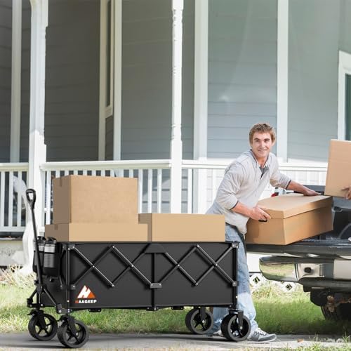 Collapsible Wagon Cart with Wheels Foldable - Folding Utility Heavy Duty Wagons Carts for Grocery Sports Garden, alternate