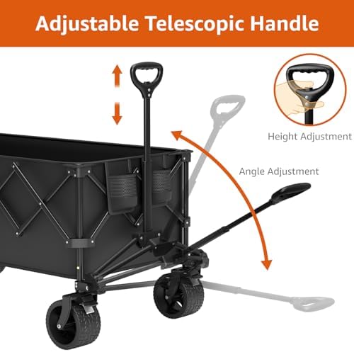 Collapsible Wagon Cart with Wheels Foldable - Folding Utility Heavy Duty Wagons Carts for Grocery Sports Garden, alternate