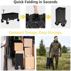 Collapsible Wagon Cart with Wheels Foldable - Folding Utility Heavy Duty Wagons Carts for Grocery Sports Garden, alternate
