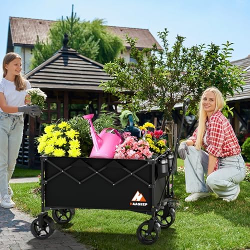 Collapsible Wagon Cart with Wheels Foldable - Folding Utility Heavy Duty Wagons Carts for Grocery Sports Garden, alternate