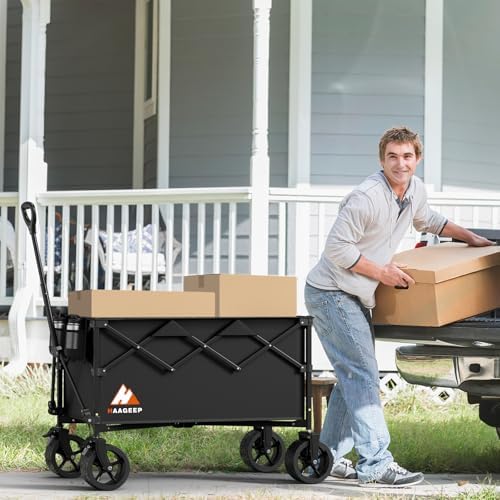 Collapsible Wagon Cart with Wheels Foldable - Folding Utility Heavy Duty Wagons Carts for Grocery Sports Garden, alternate