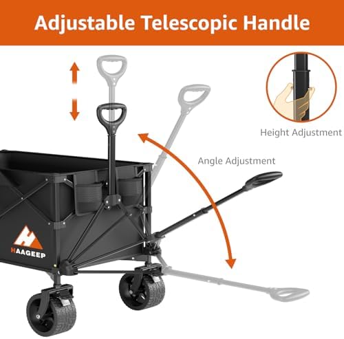 Collapsible Wagon Cart with Wheels Foldable - Folding Utility Heavy Duty Wagons Carts for Grocery Sports Garden, alternate