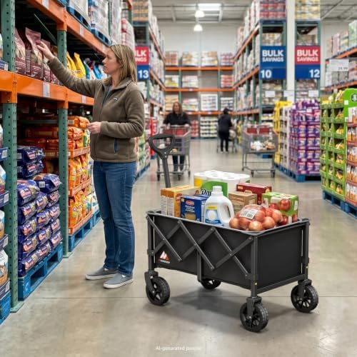 Collapsible Wagon Cart with Wheels & Reflective Stripe 280lbs Heavy Duty, alternate view 5