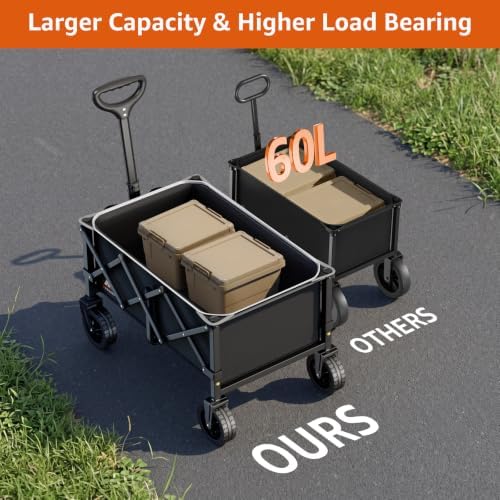 Collapsible Wagon Cart with Wheels & Reflective Stripe 280lbs Heavy Duty, alternate view 6