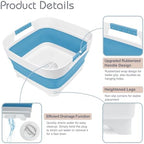 Collapsible Wash Basin with Drain Plug, 9L Dish Tub, Blue in Blue, alternate view 3