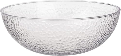 Collection Stunning Clear Plastic Round Hammered Bowl - 12" (4 Pc.) - Unique Textured Design - Perfect for