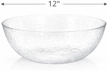Collection Stunning Clear Plastic Round Hammered Bowl - 12" (4 Pc.) - Unique Textured Design - Perfect for, alternate view 3