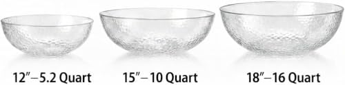 Collection Stunning Clear Plastic Round Hammered Bowl - 12" (6 Pc.) - Unique Textured Design - Perfect for, alternate view 4