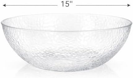 Collection Stunning Clear Plastic Round Hammered Bowl - 15" (4 Pc.) - Unique Textured Design - Perfect for, alternate view 3