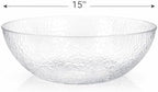 Collection Stunning Clear Plastic Round Hammered Bowl - 15" (4 Pc.) - Unique Textured Design - Perfect for, alternate view 3